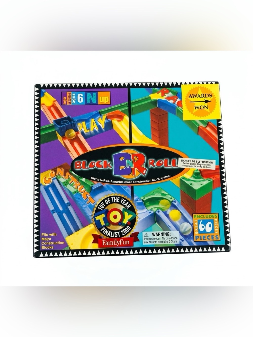 Vtg Y2K Block-N-Roll 60 Pc Marble Maze Construction Set Fits Duplo NIB Sealed